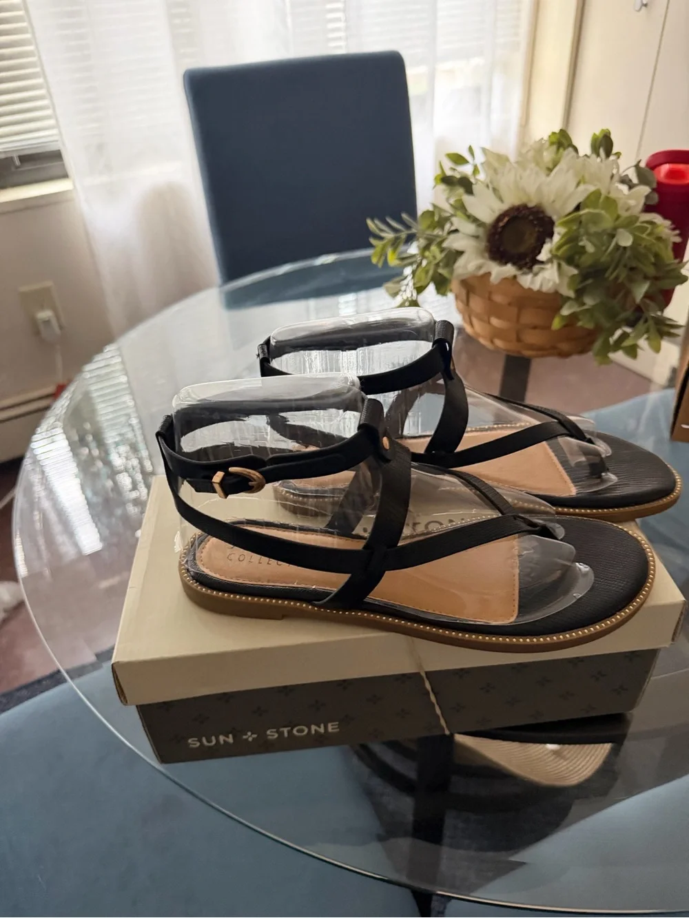 Black Crisscross Espadrille Sandals with Gold Bead Trim